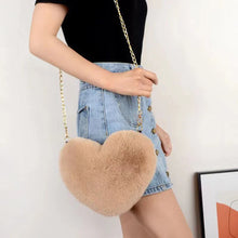 Load image into Gallery viewer, Fashion Women's Heart Shaped Handbags Cute Faux Fur Crossbody Bags  Lady Soft Plush Chain Shoulder Bag Shopper Totes
