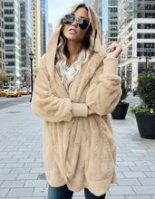 Load image into Gallery viewer, Double Fleece Plush Hooded Cardigan Jacket Women
