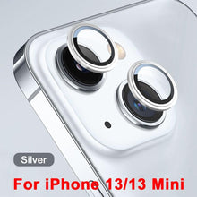 Load image into Gallery viewer, 3D  Protective Glass Camera Protector Cover For iPhone 13 Pro Max i Phone 13Pro 13 Mini Rear Lens Metal Ring Protect Camera Lens Case Individual Metal Scratch Resistant HD Clear Case Tempered Glass Camera Case
