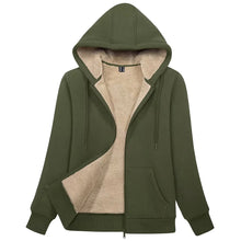Load image into Gallery viewer, Sherpa-Lined Fleece Zip-Up Hoodie Jacket Women
