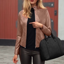 Load image into Gallery viewer, Women’s Slim Fit Faux Leather Moto Jacket
