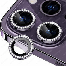 Load image into Gallery viewer, Bling Glitter 9h Hardness Drop-proof Metal Individual Ring Protector For Iphone 14 Pro Max Diamond Metal Camera Protector On For Iphone 14 Plus 14pro Max 14 Pro Camera Protector 3pcs/set Lens Glass
