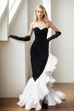 Load image into Gallery viewer, Stunning Strapless Sequin Mermaid Dress with Ruffled Organza
