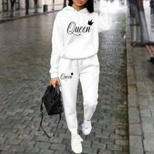 Load image into Gallery viewer, Women’s “Queen” Graphic 2-Piece Hoodie &amp; Pants Tracksuit Set
