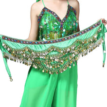 Load image into Gallery viewer, 1PC New Style Belly Dance Belt Newest Multi-color Glass Silk Velvet Dancing Belt Scarf Crystal BellyDance Waist Chain Hip Scarf
