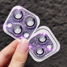 Load image into Gallery viewer, Camera Protector For iPhone 14Pro 14 13 12 Pro 11 Max Bling Glitter Diamond Metal Lens Glass Film 13Pro 14Plus 14 14ProMax Ring Shiny Diamond Metal Cover Glass Lens Protector Accessories
