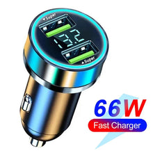 Load image into Gallery viewer, 66-250W PD Car Charger QC3.0 Fast Charge with Digital Display 4USB and 2PD Ports for Car Cigarette Lighter Plug

