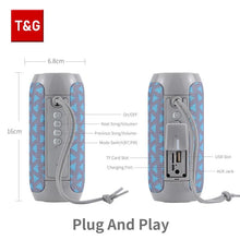 Load image into Gallery viewer, Bluetooth Speaker T&amp;G TG117 Portable TWS Sound Box Waterproof Loudspeaker Outdoor Stereo Surround Speakers Support TF FM Radio
