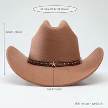 Load image into Gallery viewer, New denim hats for men and women, Western cowboy hats, five pointed star belt hats, soft woolen hats
