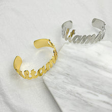 Load image into Gallery viewer, Custom Name Bangle for Women Stainless Steel Personalized Letter Adjustable Big Bangle Jewelry Girlfriend Gift Pulseira Feminina
