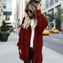 Load image into Gallery viewer, Double Fleece Plush Hooded Cardigan Jacket Women
