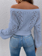 Load image into Gallery viewer, Short Hollow Out Off-Shoulder Knit Sweater | NCS
