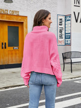 Load image into Gallery viewer, Short Loose Fit Chunky Cable Knit Turtleneck Sweater | NCS
