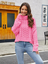 Load image into Gallery viewer, Short Loose Fit Chunky Cable Knit Turtleneck Sweater | NCS
