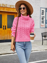 Load image into Gallery viewer, Short Loose Fit Chunky Cable Knit Turtleneck Sweater | NCS
