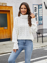 Load image into Gallery viewer, Short Loose Fit Chunky Cable Knit Turtleneck Sweater | NCS
