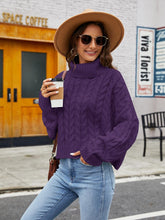 Load image into Gallery viewer, Short Loose Fit Chunky Cable Knit Turtleneck Sweater | NCS
