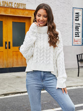 Load image into Gallery viewer, Short Loose Fit Chunky Cable Knit Turtleneck Sweater | NCS
