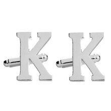 Load image into Gallery viewer, Silver Alphabet Collection Cufflinks - 18 Letters
