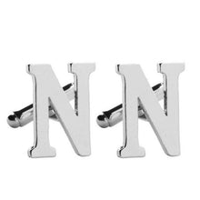 Load image into Gallery viewer, Silver Alphabet Collection Cufflinks - 18 Letters

