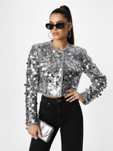 Load image into Gallery viewer, Silver Sequin Jacket For Women, Times Square, BYMANYC New York.

