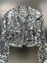 Load image into Gallery viewer, Silver Sequin Jacket For Women, Times Square, BYMANYC New York.

