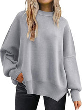 Load image into Gallery viewer, Solid Drop Shoulder Split Hem Sweater | NCS
