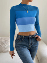 Load image into Gallery viewer, Spring/Fall Short Exposed Midriff Striped Slim Fit Knit Sweater | NCS
