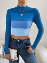 Load image into Gallery viewer, Spring/Fall Short Exposed Midriff Striped Slim Fit Knit Sweater | NCS
