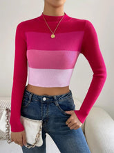 Load image into Gallery viewer, Spring/Fall Short Exposed Midriff Striped Slim Fit Knit Sweater | NCS
