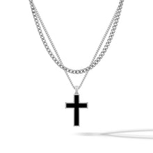 Load image into Gallery viewer, Stone Cross Curb Set - Sterling Silver
