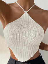 Load image into Gallery viewer, Striped Lace Up Backless Asymmetrical Hem Knit Top | NCS
