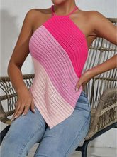 Load image into Gallery viewer, Striped Lace Up Backless Asymmetrical Hem Knit Top | NCS
