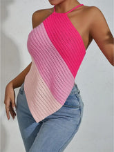 Load image into Gallery viewer, Striped Lace Up Backless Asymmetrical Hem Knit Top | NCS
