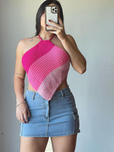 Load image into Gallery viewer, Striped Lace Up Backless Asymmetrical Hem Knit Top | NCS
