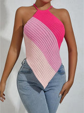 Load image into Gallery viewer, Striped Lace Up Backless Asymmetrical Hem Knit Top | NCS
