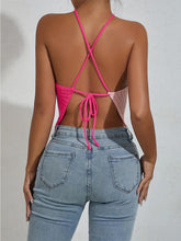 Load image into Gallery viewer, Striped Lace Up Backless Asymmetrical Hem Knit Top | NCS
