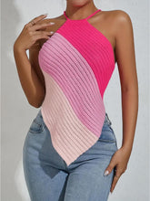 Load image into Gallery viewer, Striped Lace Up Backless Asymmetrical Hem Knit Top | NCS
