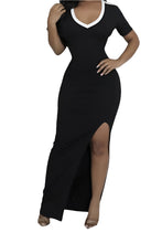 Load image into Gallery viewer, Black Maxi Dress V Neck
