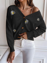 Load image into Gallery viewer, Sweet Daisy Embroidery V-Neck Loose Knit Cardigan | NCS
