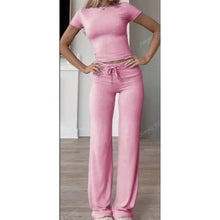 Load image into Gallery viewer, Casual Solid 2-Piece T-Shirt &amp; Pants Set
