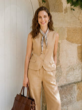 Load image into Gallery viewer, 100% Linen Cinch-Back Sleeveless Tailored Vest BRONWYN
