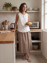 Load image into Gallery viewer, 100% Linen Elastic Waist Skirt MARINA
