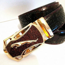 Load image into Gallery viewer, Men's Automatic Buckle Leather Belt - Leopard Sports Car Design
