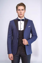Load image into Gallery viewer, Patterned Jacket Navy Blue Tuxedo | Wessi
