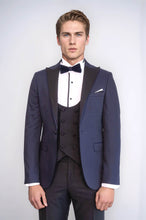 Load image into Gallery viewer, Patterned Jacket Combined Navy Blue Tuxedo | Wessi
