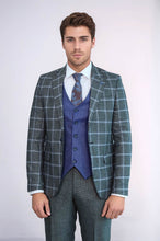 Load image into Gallery viewer, Grey Blue Checked Suit - Wessi
