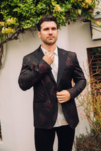Load image into Gallery viewer, Men's Double Button Black Woven Printed Blazer

