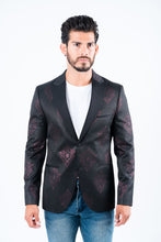 Load image into Gallery viewer, Men's Double Button Black Woven Printed Blazer
