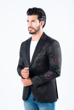 Load image into Gallery viewer, Men's Double Button Black Woven Printed Blazer
